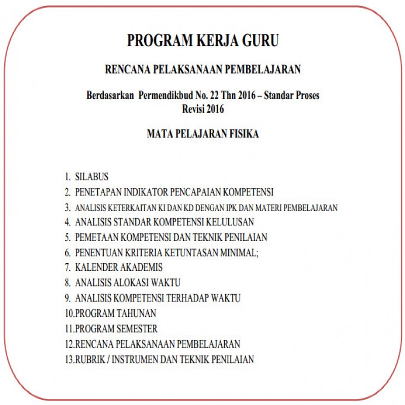 Contoh RPP Kurikulum 2013 Revisi Tahun 2016